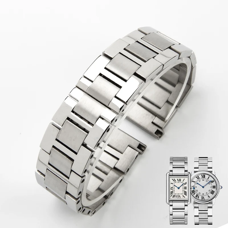 Men'S Accessories London - สายนาฬิกาสแตนเลสสำหรับถังคาร์เทียร์ผู้ชาย20mm23mm อุปกรณ์เสริมสำหรับสายนาฬิกาข้อมือแบบระบายอากาศได้จาก London Santos