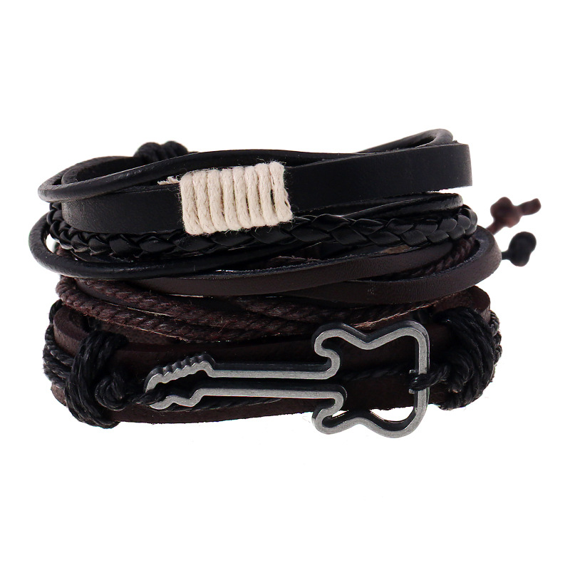 Men Accessories Singapore - Hip-Hop Rockเครื่องประดับสร้อยข้อมือกําไลข้อมือแฟชั่นกีตาร์สร้อยข้อมือหนังสําหรับชายอุปกรณ์เสริมผู้ชายDIYสร้อยข้อมือ
