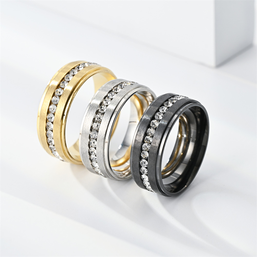 Men Accessories Ideas - แหวนเพชรสแตนเลสสำหรับผู้หญิงและผู้ชาย เครื่องประดับขายส่ง ไอเดียของขวัญวันวาเลนไทน์