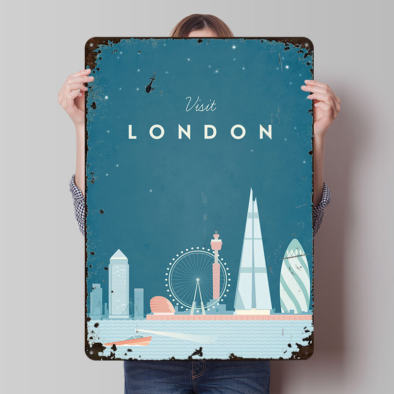 Men'S Accessories London - ป้ายโลหะลอนดอน ตกแต่งผนังแบบกำหนดเอง สไตล์เรโทร วินเทจ สำหรับตกแต่งห้องแมนเคฟ ตกแต่งบ้านสมัยใหม่