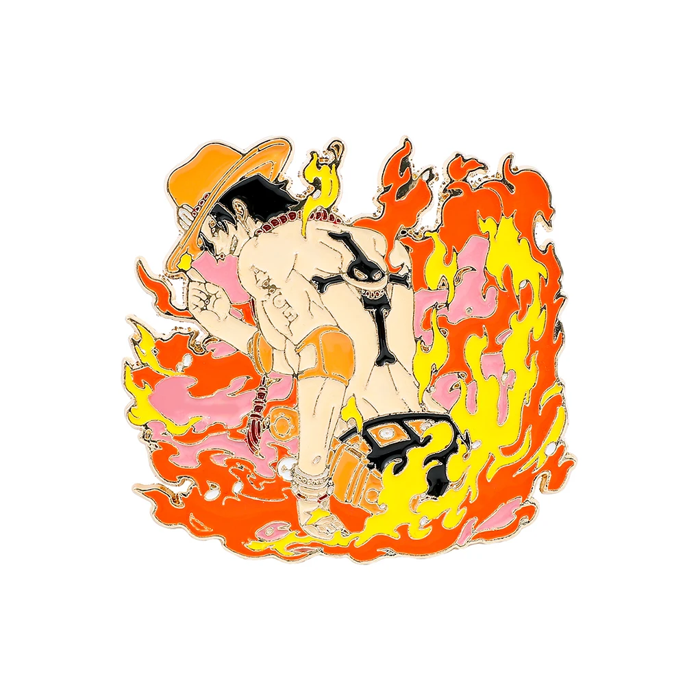 Lapel Pin Enamel - เข็มกลัดอะนิเมะคลาสสิก 1 ชิ้น ลายตัวละครเอซ ดีไซน์โดดเด่น ทำจากโลหะเคลือบเงา