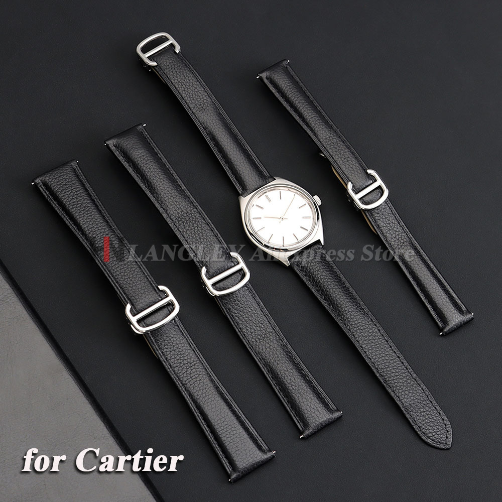 Men'S Accessories London - สายนาฬิกาหนังแท้สำหรับนาฬิกา Cartier Tank London Solo ลายลิ้นจี่นุ่ม