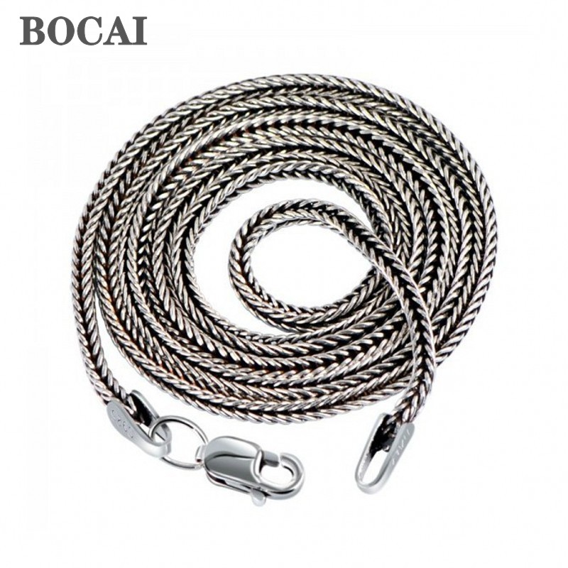 Men Accessories Singapore - BOCAI จริง S925 เงินเครื่องประดับ 1.6 มม.สร้อยคอกระดูกงูสําหรับบุรุษและสตรีแฟชั่น