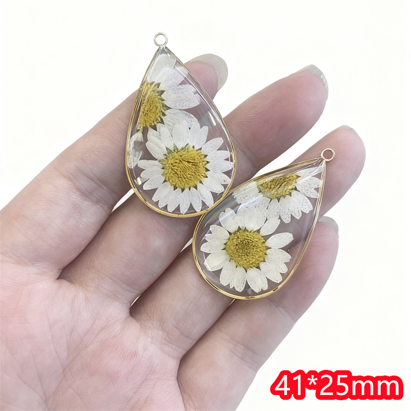 Men Accessories Locket - ขั้นต่ำในการสั่งซื้อ 30 ชิ้น/ล็อต ลูกปัดเรซิ่นรูปทรงหยดน้ำ/ดอกเดซี่หลากสี สำหรับทำจี้/เครื่องประดับ DIY
