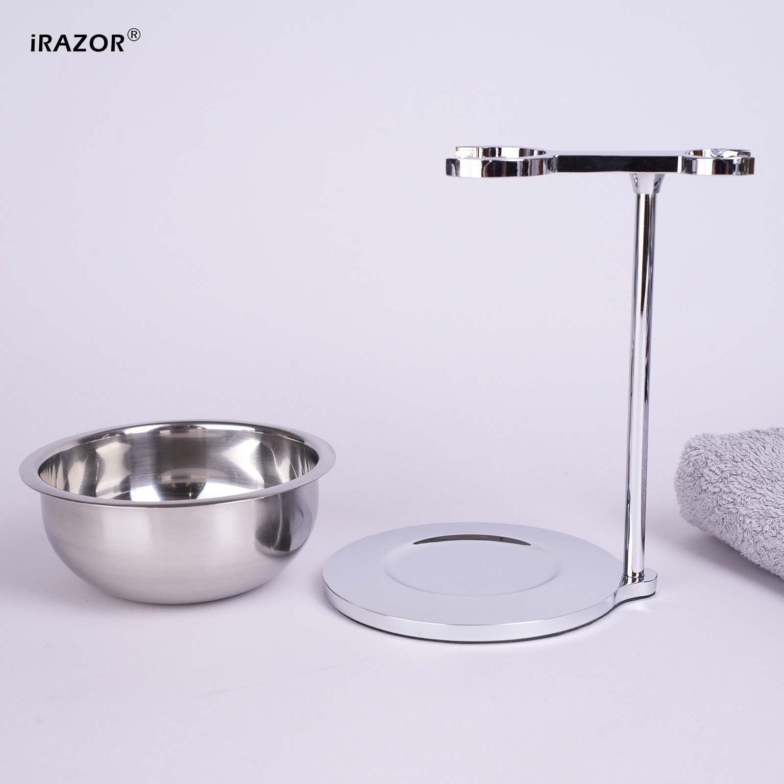 Men Accessories Combo - ที่วางมีดโกนและแปรงโกนหนวดสำหรับผู้ชาย iRAZOR พร้อมถ้วยใส่สบู่โกนหนวด อุปกรณ์เสริมสำหรับการดูแลเคราสำหรับผู้ชาย