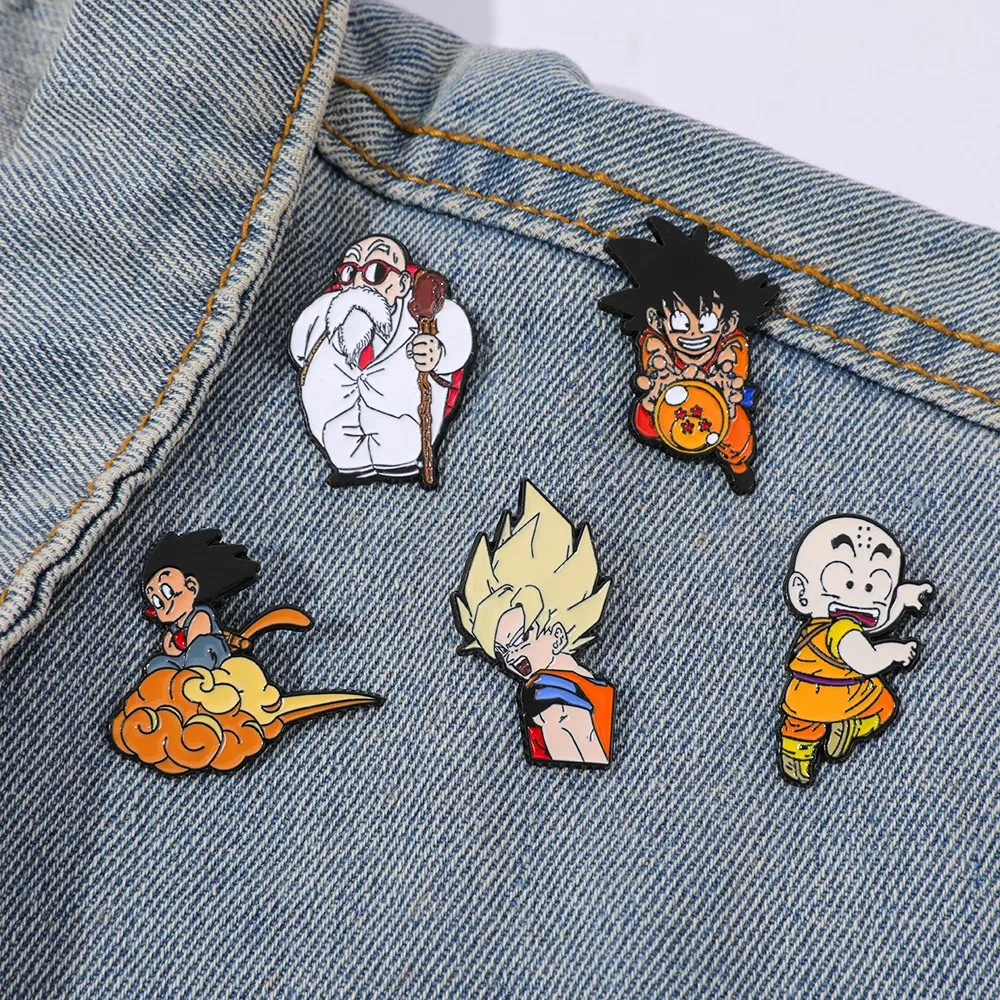 Lapel Pin Enamel - เข็มกลัดอนิเมะยอดนิยมแบบคลาสสิก 5 ชิ้น ​ เข็มกลัดโลหะเคลือบลายซอนโกฮัง ของตกแต่งเสื้อผ้า