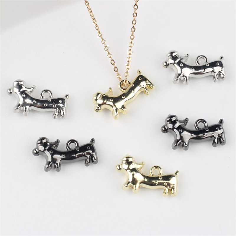 Men Accessories Locket - ลูกปัดโลหะผสมรูปสัตว์การ์ตูนพิมพ์สี 100 ชิ้น/ล็อต รูปทรงดัชชุนด์ สำหรับทำเครื่องประดับ DIY