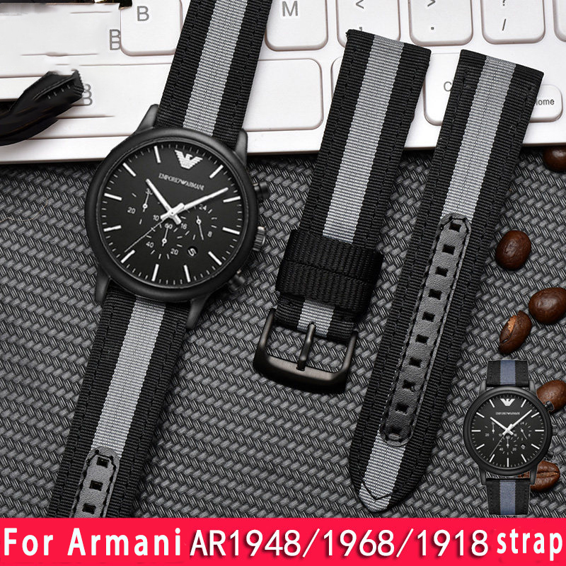 Men'S Accessories Armani - สำหรับอาร์มานี่ AR1948 1968 1918 สายไนลอนลุยจิ ซีรีส์ผู้ชายสายนาฬิกาผ้าใบอุปกรณ์เสริม