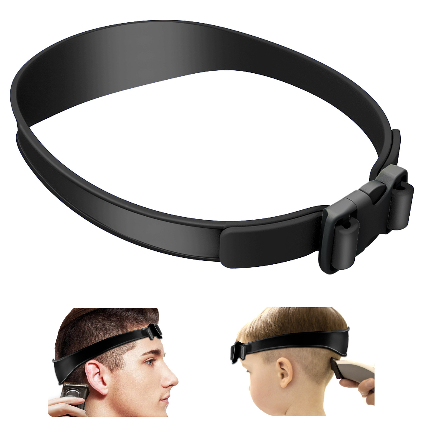 Men Accessories Guide - อุปกรณ์ตัดผมผู้ชายแบบ DIY ที่บ้าน ที่คาดผมโค้งทำจากซิลิโคนนุ่ม ใช้สำหรับตัดผมและโกนหนวด พร้อมที่นำผมสำหรับจัดแต่งทรงผม