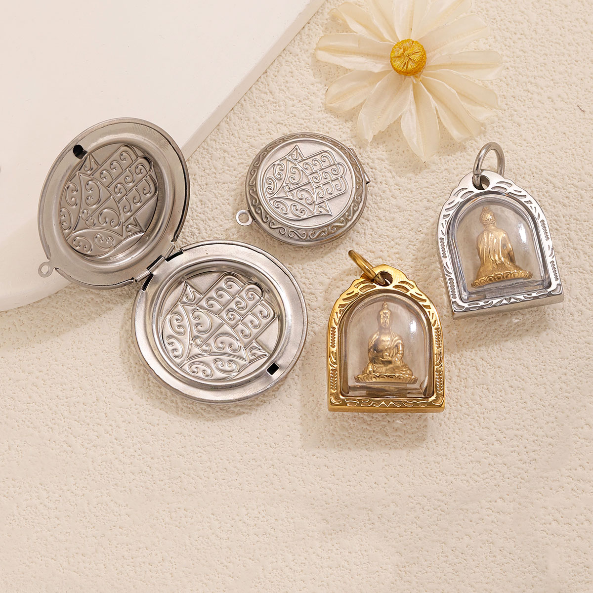จี้กรอบรูป 1/2 ชิ้น ทำจากสแตนเ - Men Accessories Locket บทวิจารณ์และราคา