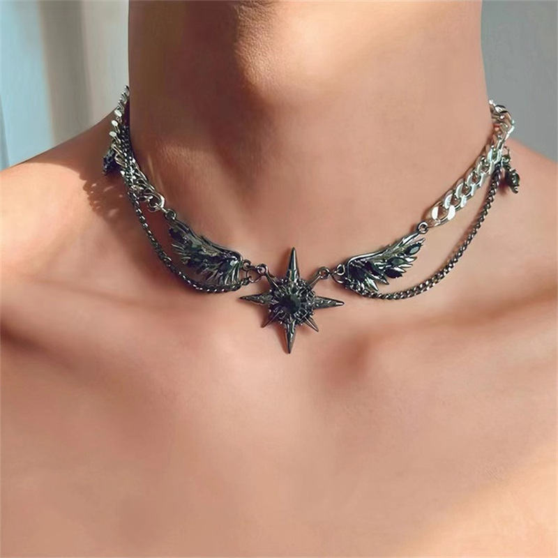 สร้อยคอปีกดาวสไตล์โกธิคดาร์กแบ - Men Accessories Singapore บทวิจารณ์และราคา
