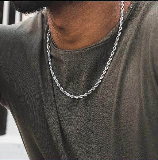 LUXUSTEEL 1 ชิ้นโซ่เชือกบิดเกล - Men Accessories Singapore บทวิจารณ์และราคา