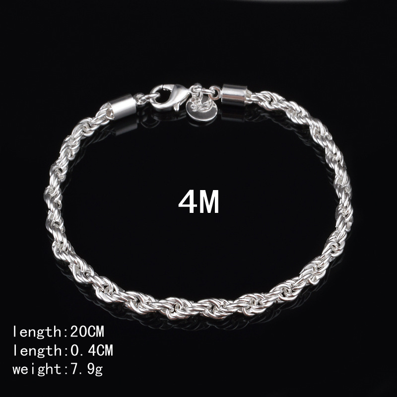 สร้อยข้อมือเชือกเกลียวชุบเงิน  - Men Accessories Singapore บทวิจารณ์และราคา