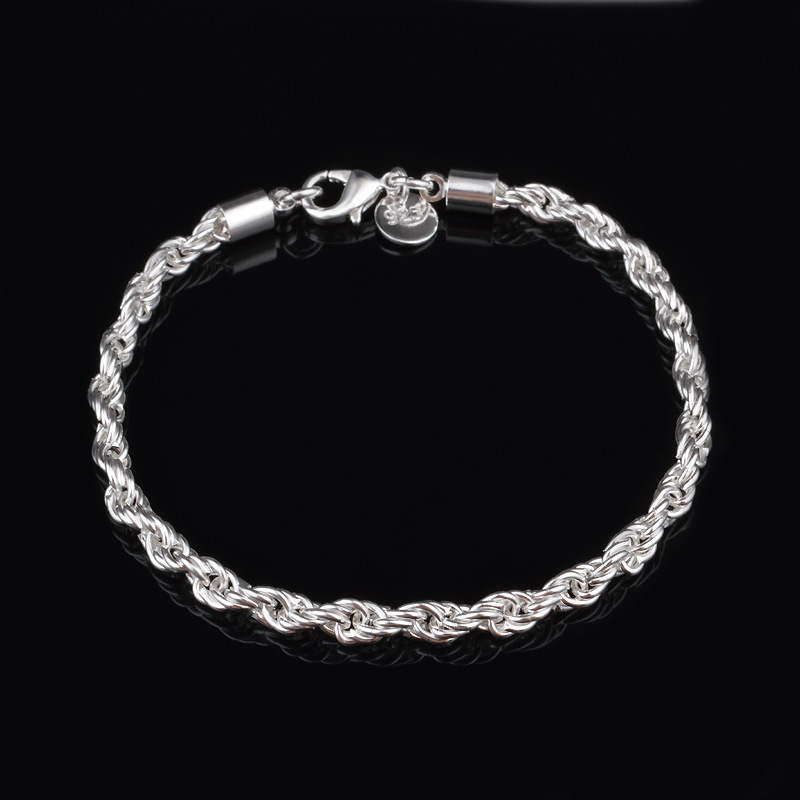 สร้อยข้อมือเชือกเกลียวชุบเงิน  - Men Accessories Singapore บทวิจารณ์และราคา