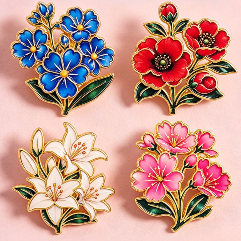 เข็มกลัดเคลือบสีสันสดใสลายดอกไ - Lapel Pin Enamel บทวิจารณ์และราคา